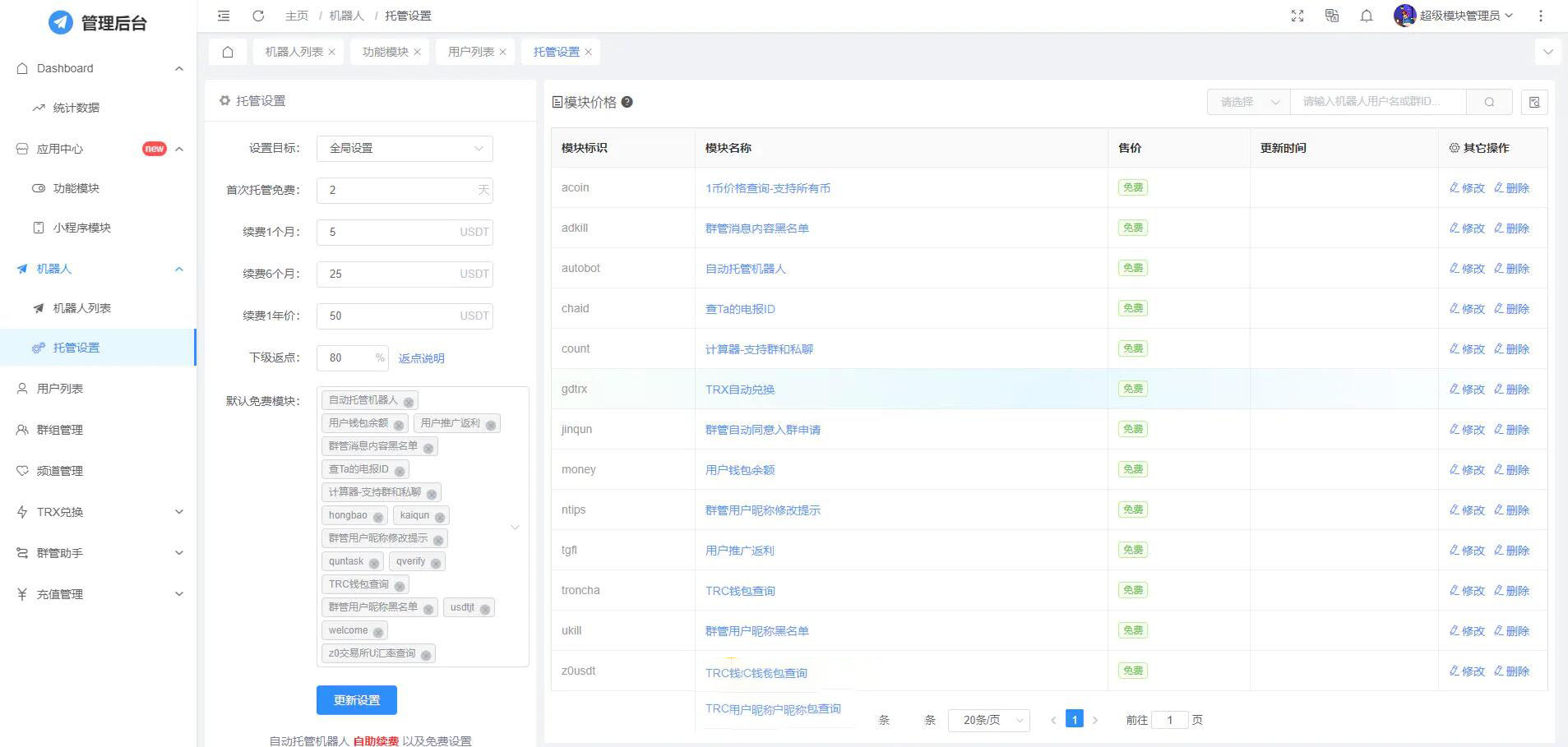 全功能tgbotTelegram机器人多功能有后台版源码-朝晞小屋
