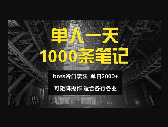 负债市场单人一天1000条笔记,日入2000+,BOSS直聘的正确玩法-朝晞小屋