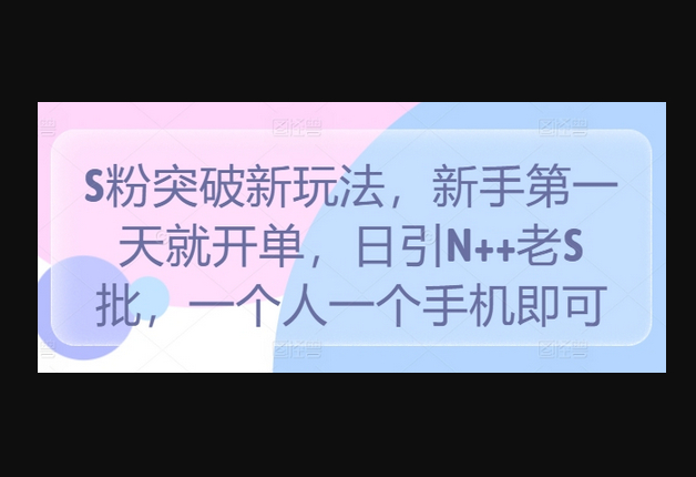 S粉突破新玩法,新手第一天就开单,日引N++老S批,一个人一个手机即可-朝晞小屋