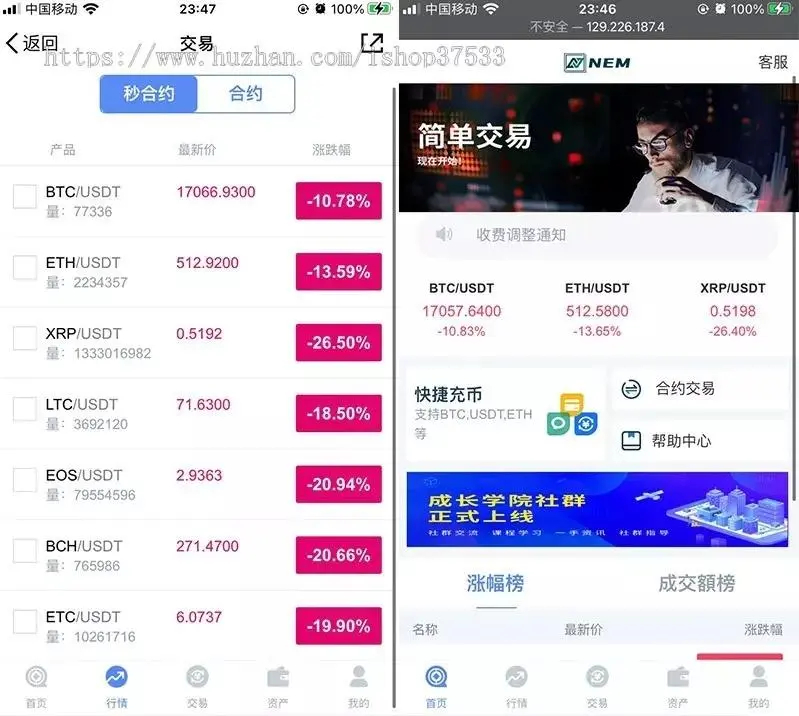 完整打包版NEM交易所源码 | 秒合约、币币交易、BTC合约、杠杆、虚拟区块链支持-朝晞小屋